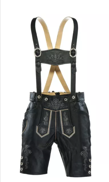 Herren Trachten Lederhose Glattlederhose Kürz Bavarian Lederhose Gr46 bis 64