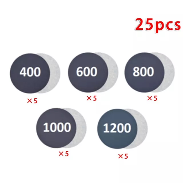 25pcs/set 125m Sanding Paper Circular Disc Polishing 400-1200Grits Orbital Tools