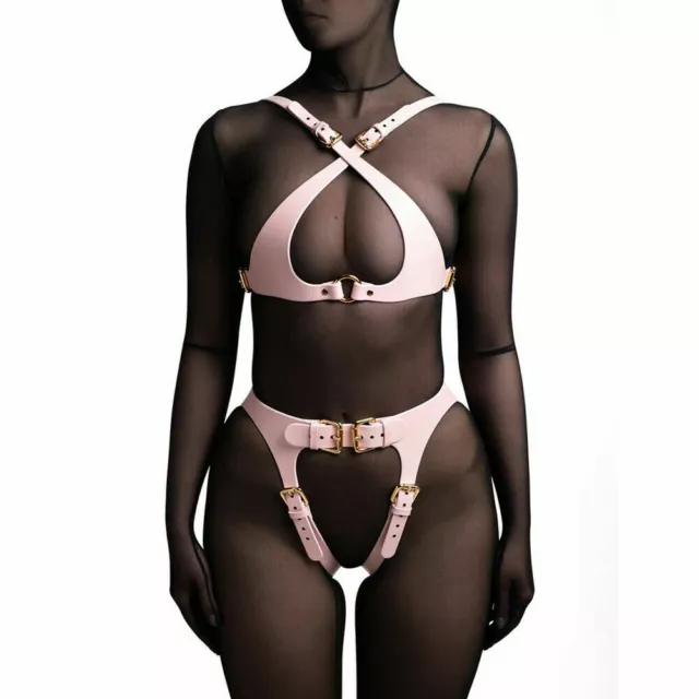 Women Leather Harness Lingerie Strap Body Bondage Suspender Belt Gothic Garter