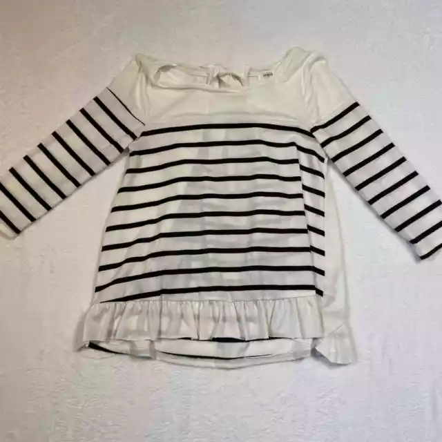 Umgee Black & White striped Long sleeve Ruffled top size small