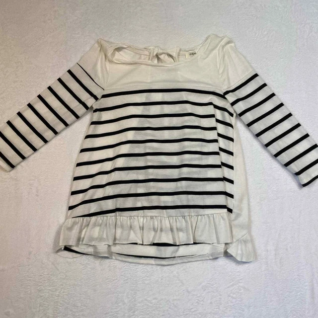 Umgee Black & White striped Long sleeve Ruffled top size small