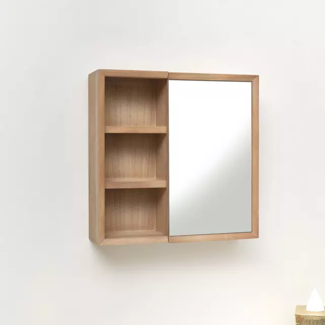 Wooden Open Shelved Mirrored Wall Cabinet 53cm x 53cm bathroom storage 3