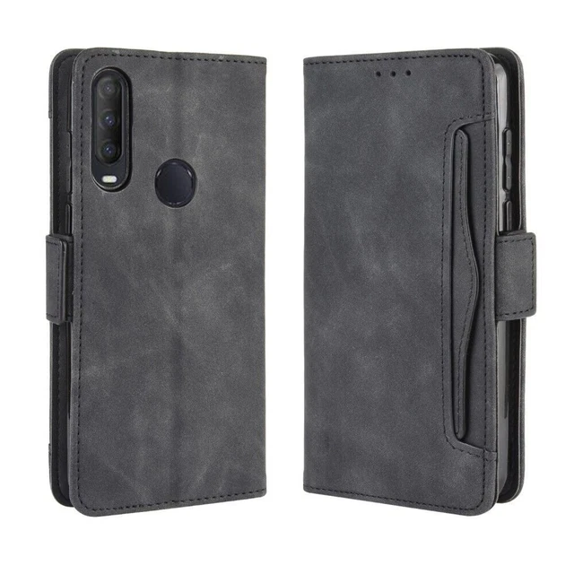 PU-Hülle mit Kartenhalter für Alcatel 1S/1V/3L (2020) – Schwarz