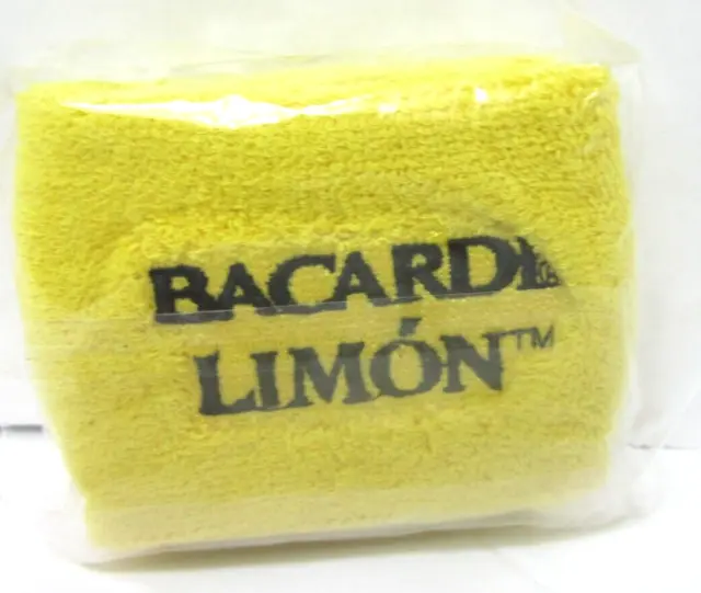Bacardi Limon Rum Wristband Set -Yellow w/ Bat Logo Sweat Band Bracelet Wrist