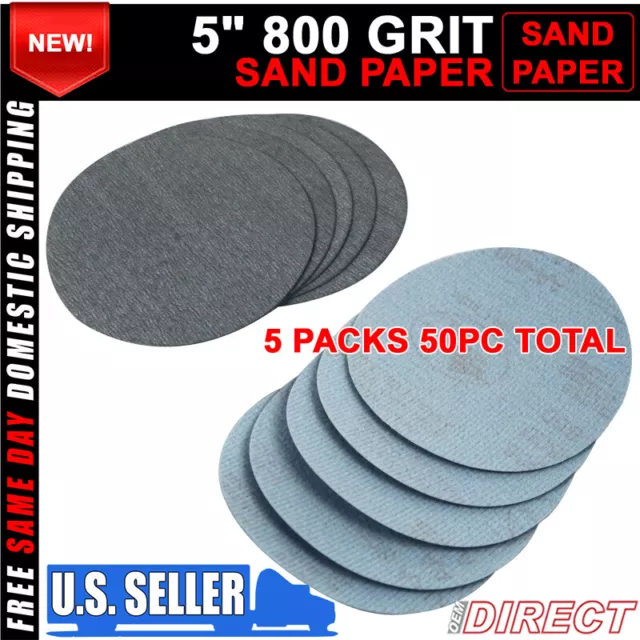 50PC 5Inch 127mm 800 Grit Auto Sanding Disc Body Collision Repair Sand Paper