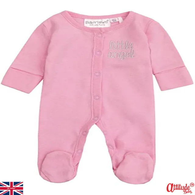 Baby Sleepsuit-Baby Town Baby Boutique-Little Angel-Pink-Preemie Baby Girls Suit