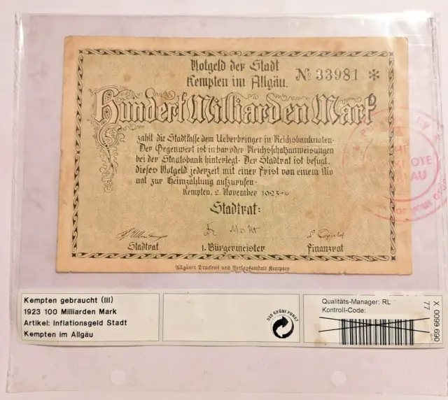 100 BILLION MARKS 1923 --100 Years of German Great Hyperinflation *UK*