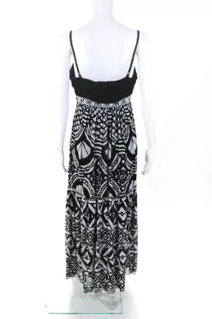 ECI New York Womens Abstract Print Beaded Sleeveless Maxi Dress Black Szie 6 3