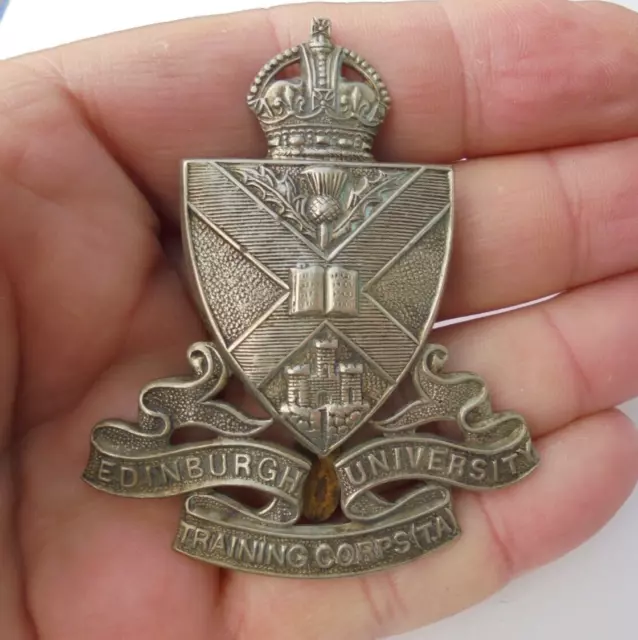 Vintage Edinburgh University Training Corps T.A. Hat Badge Kings Crown VGC