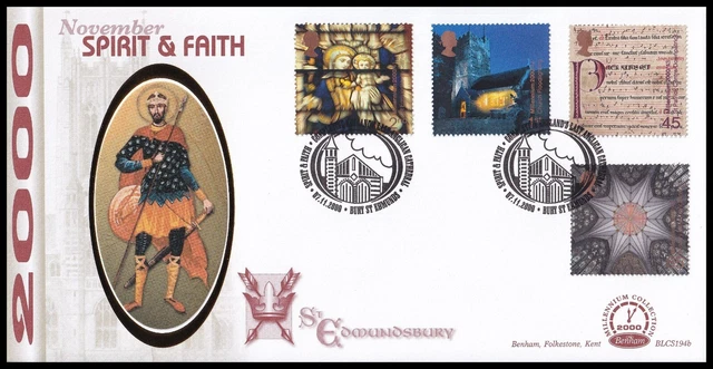 2000 GB Spirit & Faith Benham BLCS194b FDC St Edmundsbury Bury St Edmunds SHS