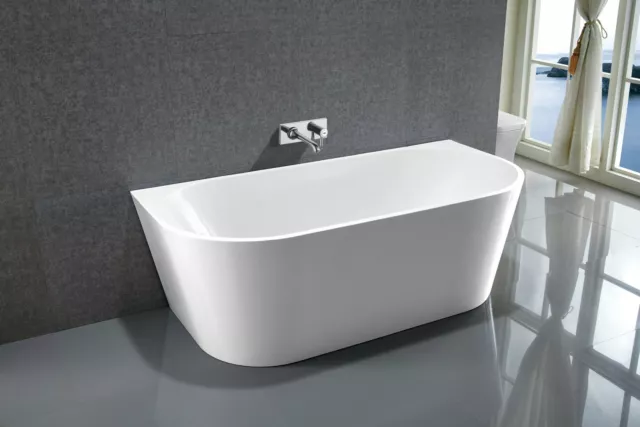 Bathroom Acrylic Free Standing Bath Tub 1475x700x580 Freestanding "Back to Wall"