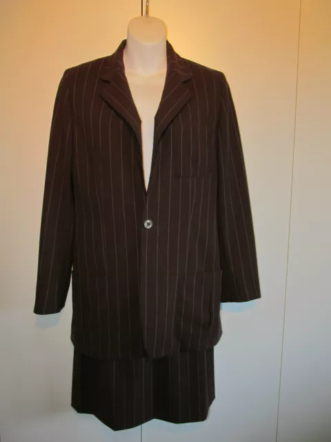 RALPH LAUREN COLLECTION CLASSICS Black Label Skirt Suit Sz 6 Brown Pinstripe EUC