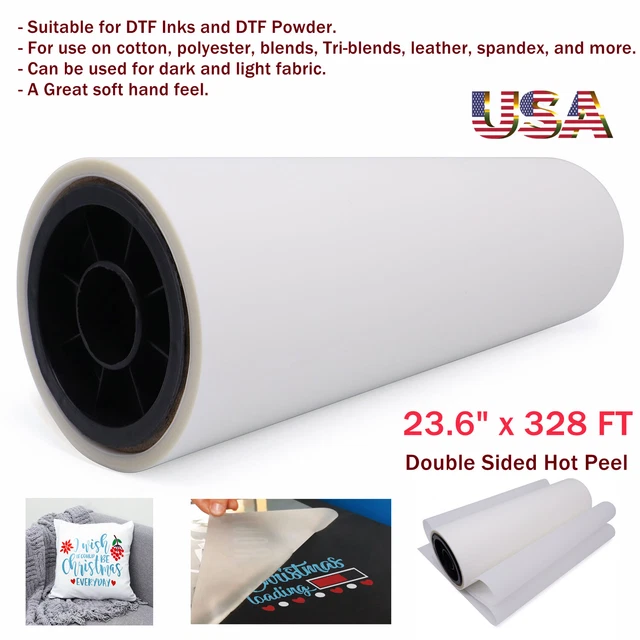 US Stock 23.6" x 328 FT DTF Transfer Film Premium Roll - Double Sided Hot Peel