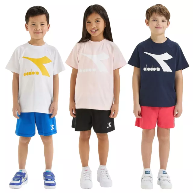 Diadora Ju. Set Ss Core Completo Cotone Bambini T-Shirt Pantaloncini 102.180603