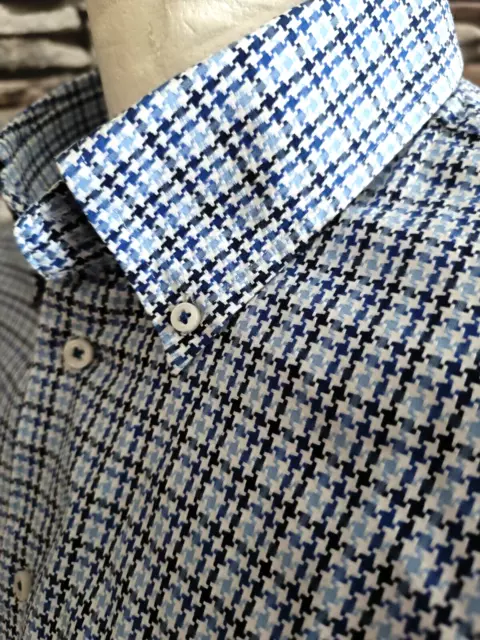 Marks & Spencer Collezione Men's Blue Geometric Dress Shirt Size XXL 19" Collar
