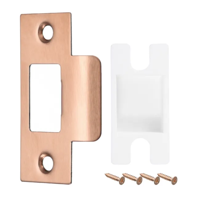 70mm x 40.3mm 304 Stainless Steel Door Latch Strike Plate with Box, Rose Gold