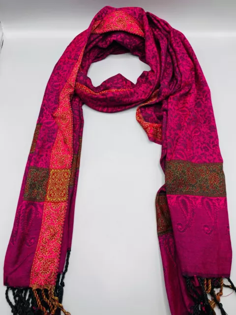 Printed Scarf Handmade Lightweight Stole with Tasseles Cashmere Wool Scarf