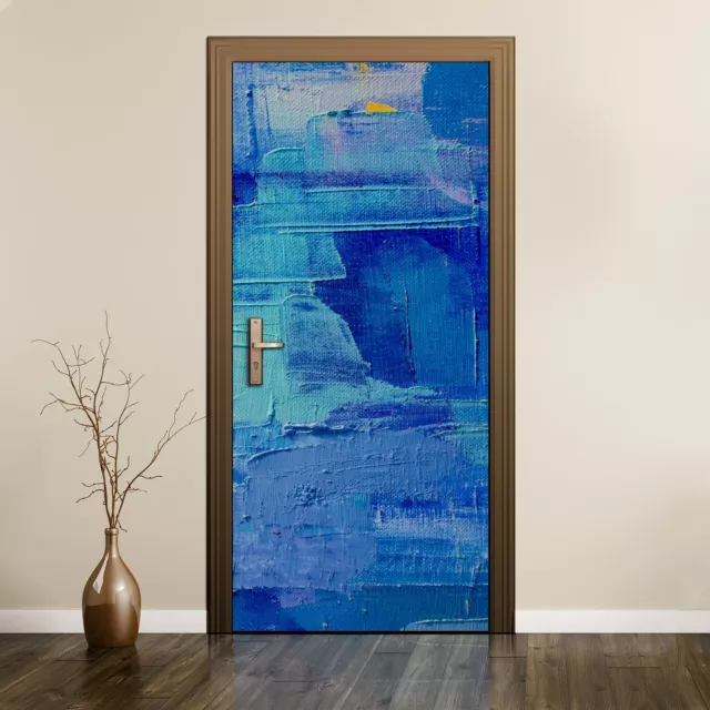 Door Wall Sticker Mural Home Decor Wrap Painting Abstract Blue Picture