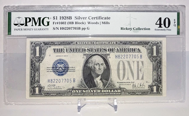 1928 $1 Silver Certificate Fr. 1602 PMG XF-40 EPQ Serial# H82207705B