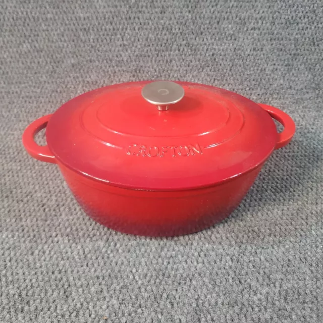 CROFTON ENAMELED CAST Iron 5 Quart Red Dutch Oven Stock Pot Silver handle  $18.00 - PicClick
