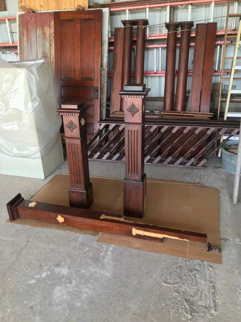 antique victorian newel posts & railing architectural salvage