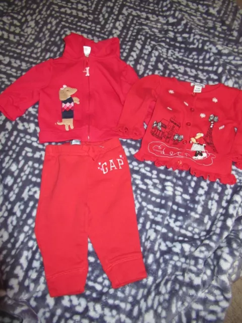 euc lot 3 red separates Hartstrings, Baby Gap, Gymboree baby girl 3-6 m