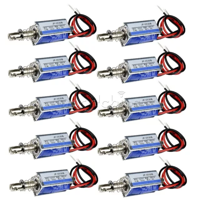 1-10PCS DC 6V 300mA 5N/10mm JF-0530B Pull Push Type DC Solenoid ElectroMagnet