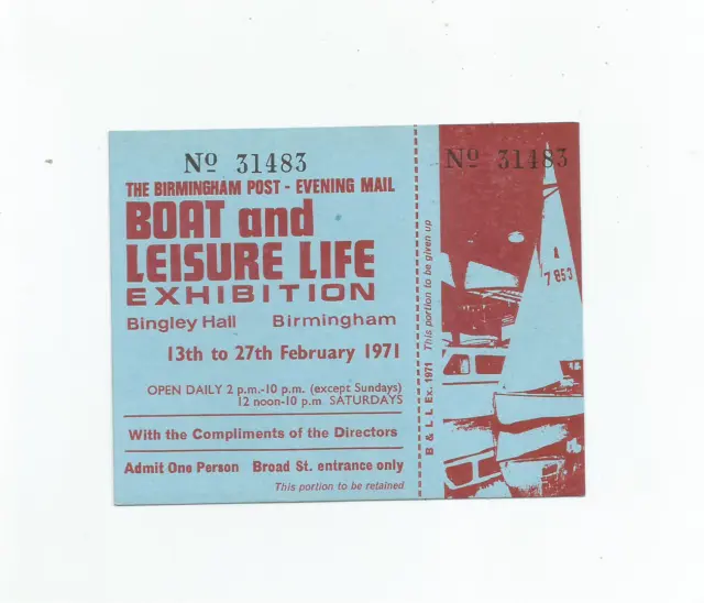 boat and leisure life exbtn ticket bingley hall birminngham
