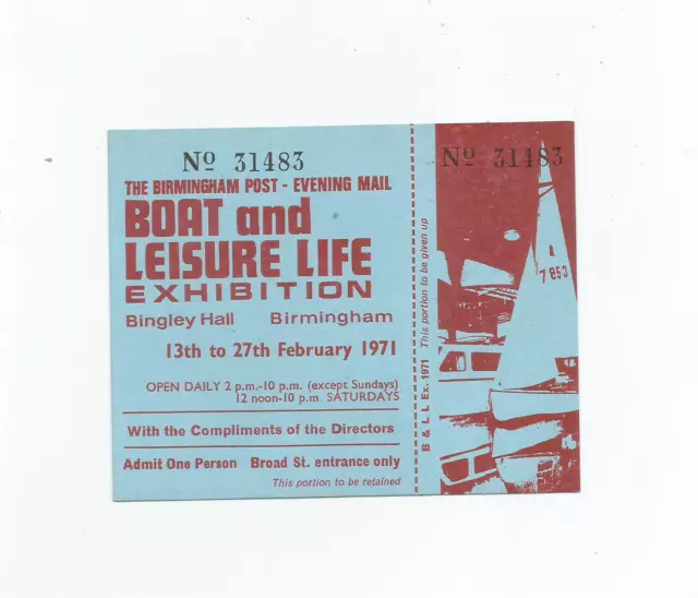 boat and leisure life exbtn ticket bingley hall birminngham