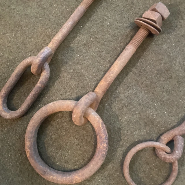 Antique Vintage hanger eye Hook forged iron steampunk Repurpose Farmhouse 3