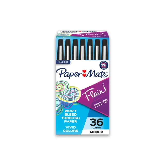 Paper Mate Flair Porous-Point Pens, Medium Point, Black, 36-Pack