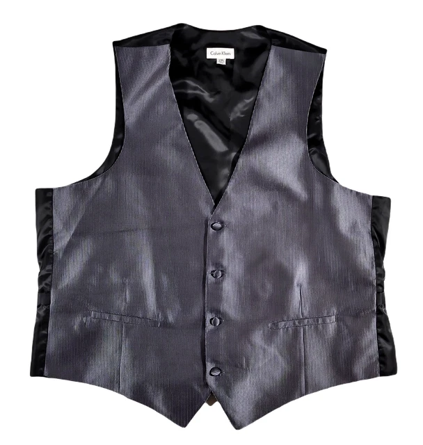 Calvin Klein Grey Stripe Suit Vest Mens 2XL Formal