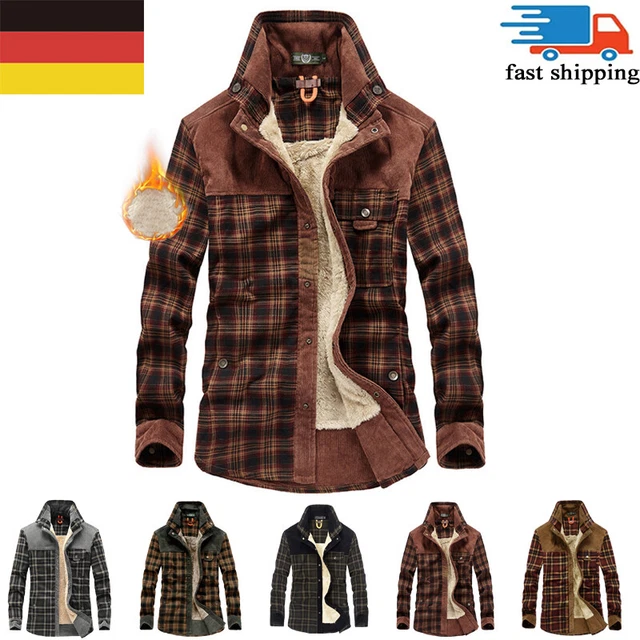 Herren Flanellhemd Gefüttert - Winterjacke Mit Fleece-Innenfutter, Kariert