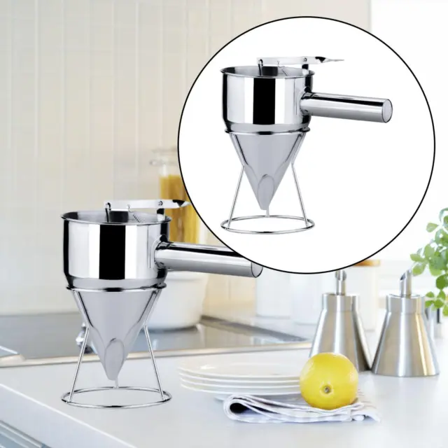 Stainless Steel Pancake Funnel Dispenser with Rack Funnel Cake Mix Batter Mixer