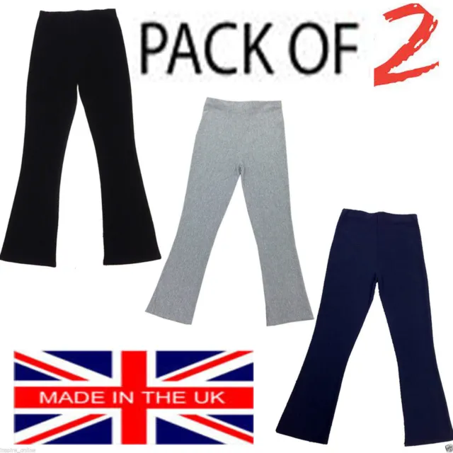 Pack Of 2 Ladies Womens Bootleg Flared Trousers Stretch Size 12  16 Bootcut Uk