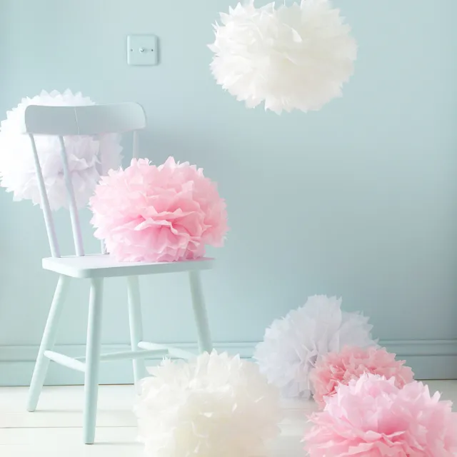12PCs PINK Theme Mixed Tissue Pom Poms Paper Pompoms Fluffy Flower Ball Party