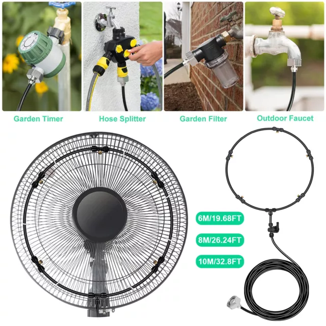 Fan Misting Kit Outdoor Fan Sprayer Cooling System Water Mister For Garden AU