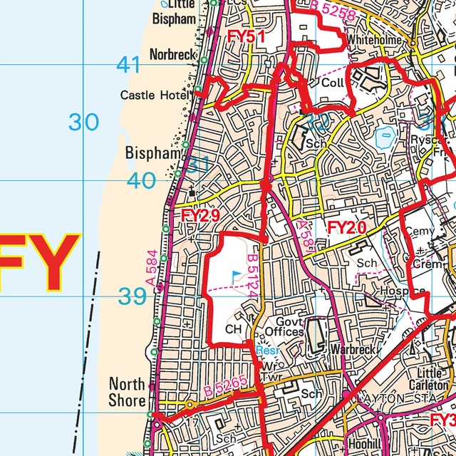 MAP OF BLACKPOOL Postcodes, Postcode Sectors Map of Blackpool - FY £28. ...