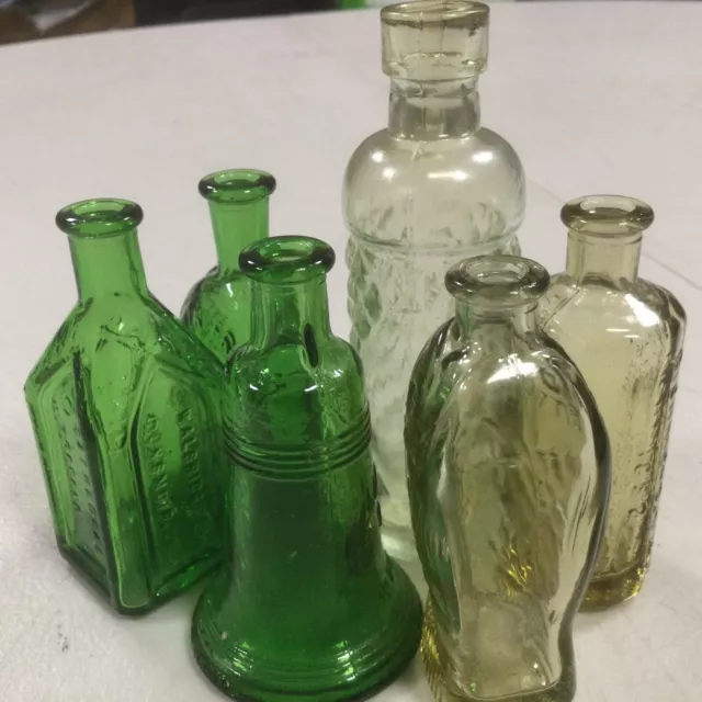 6 Sm. Glass Collector Bottles-Wheaton, Lancaster's, W70 & More-Great Collection