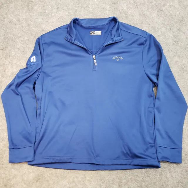 Callaway Golf Mens Large 1/4 Zip Fleece Pullover Blue Sweater Tech