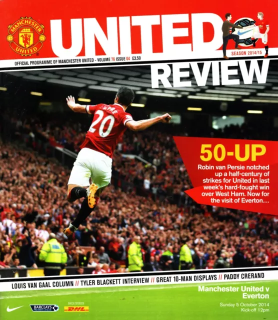 Manchester United v Everton 2014/15 Premier League 05/10/2014 Programme