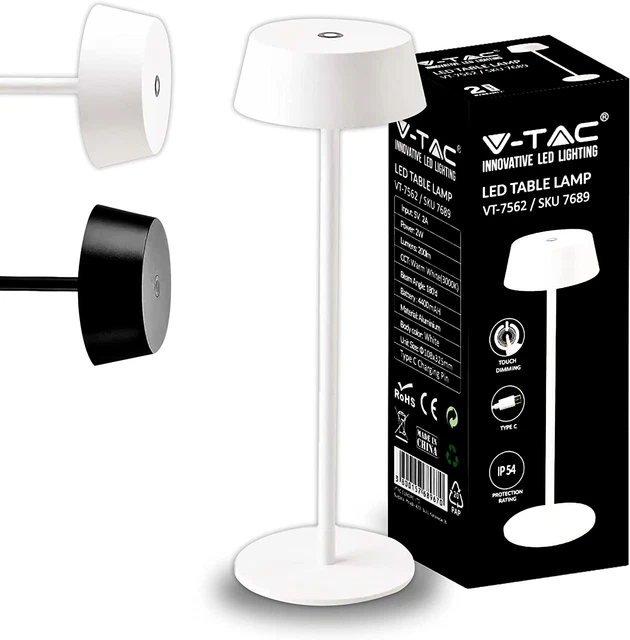 Lampada Da Tavolo Senza Fili LED Dimmerabile Con Comandi Touch – Lampada Bianca