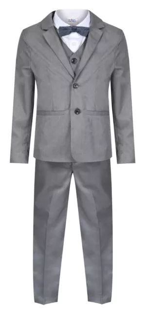 Baby Boys Toddler Suits Grey 5 Piece Boys Wedding Suit Page Boy Party Prom