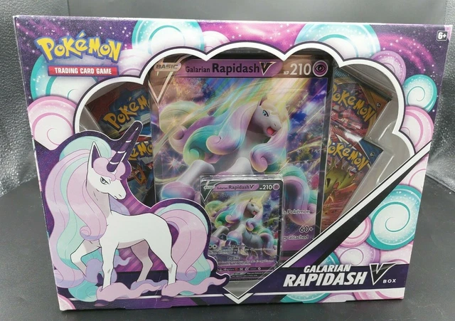 Pokemon TCG Galarian Rapidash V Box mit 4 Booster EN Version NEU kleine schäden!