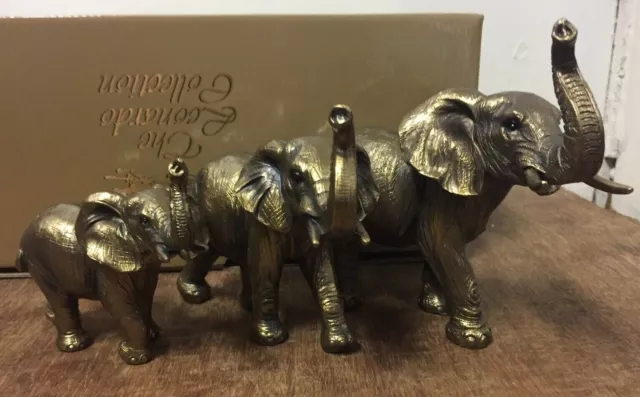 Bronzed Elephant Family Ornament Figurine by Leonardo Elephant Family Statue