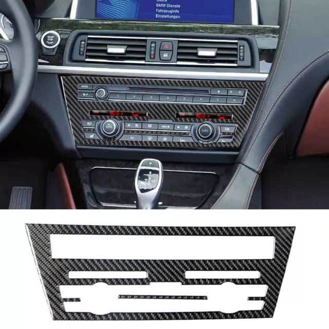 2pcs Fibra de carbono CD Panel Consola Pegatina Trim para BMW 650i 640i F12 F13
