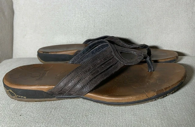 MERRELL Lidia Brown Womens 8 Thong Leather Flip Flop Sandals Slide Comfort Shoes