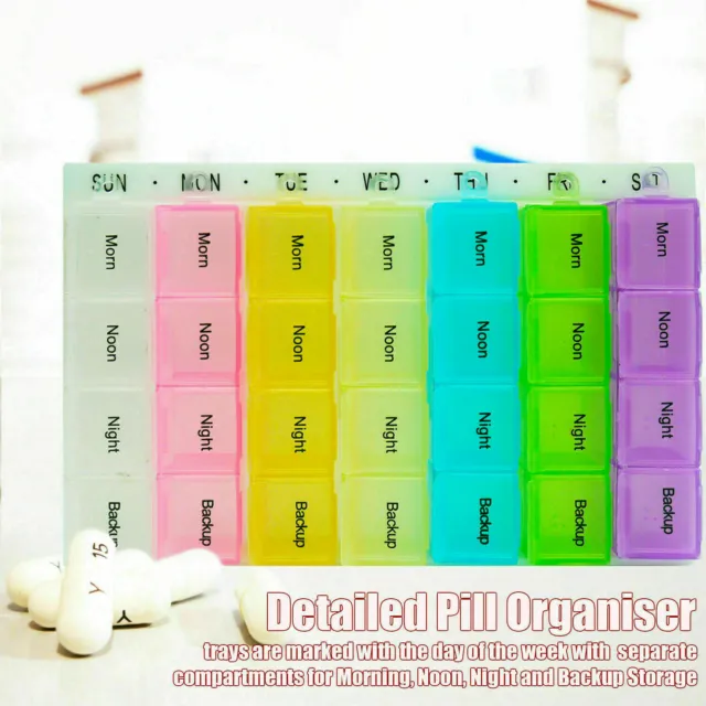 7 Day Weekly Daily Pill Box Organiser Medicine Tablet Storage Dispenser Week UK