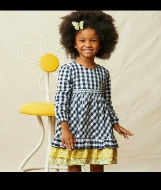 New Matilda Jane Enchanted Garden Gingham and Giggles Textured Dress Size 6
