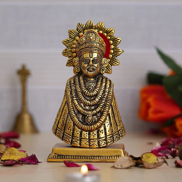 Señor hindú ídolo Krishna Khatu Shyam Baba Dios estatuas Metal religioso...